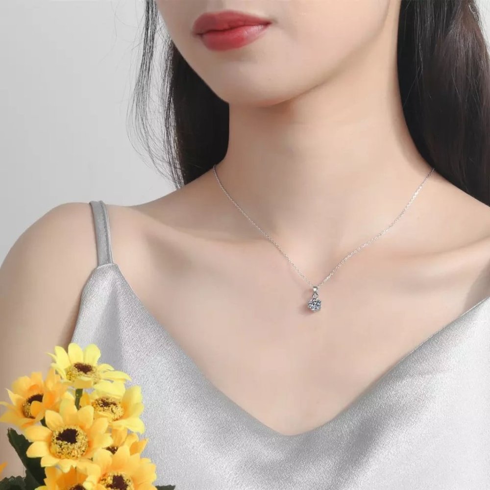 Certified 2ct. tw. Diamond Round Necklace 18k White Gold over Italy Silver - Picture 7 of 16